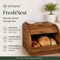 elviorac™ FreshNest Wooden Bread Storage Box